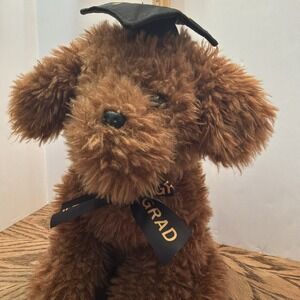 #1 Grad Stuffed 12" Plush Graduation Dog w/Cap Brown